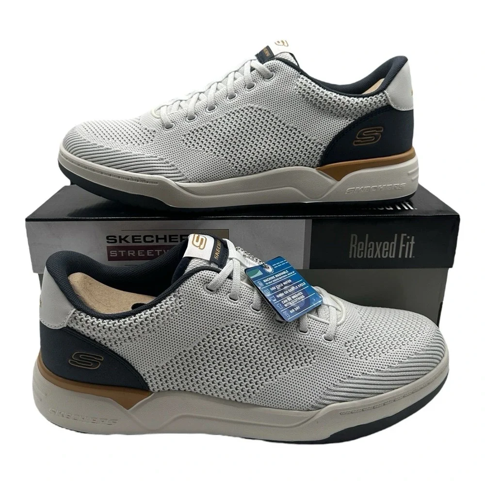 Skechers Corliss Dorset Shoes Men's Size 9 White Relaxed Fit Lace‎ Up Sneakers